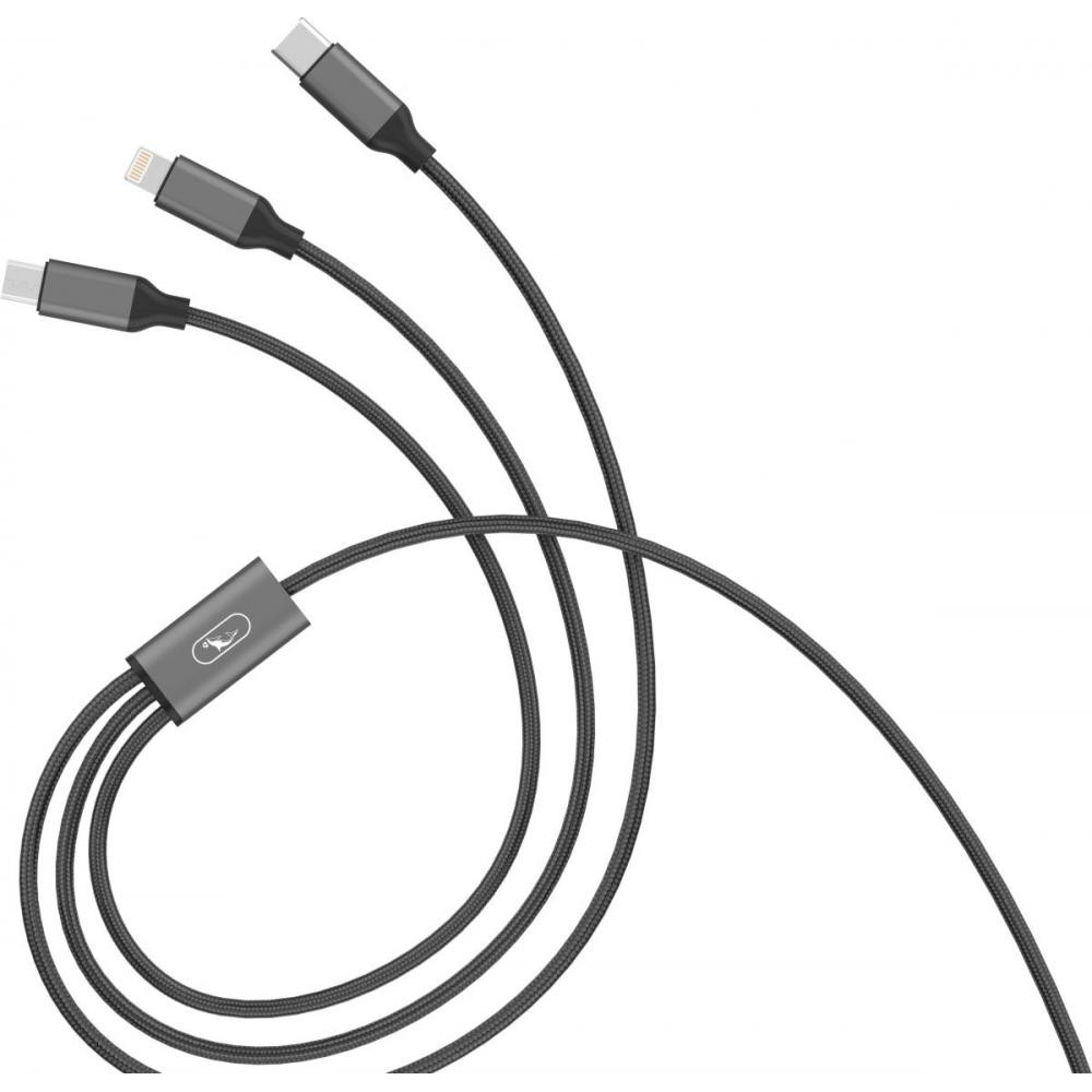 SkyDolphin S63E 3in1 USB to Lightning/USB Type-C/MicroUSB 1.2m Black (USB-000625) - зображення 1