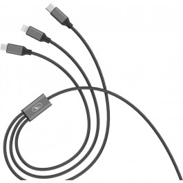 SkyDolphin S63E 3in1 USB to Lightning/USB Type-C/MicroUSB 1.2m Black (USB-000625)