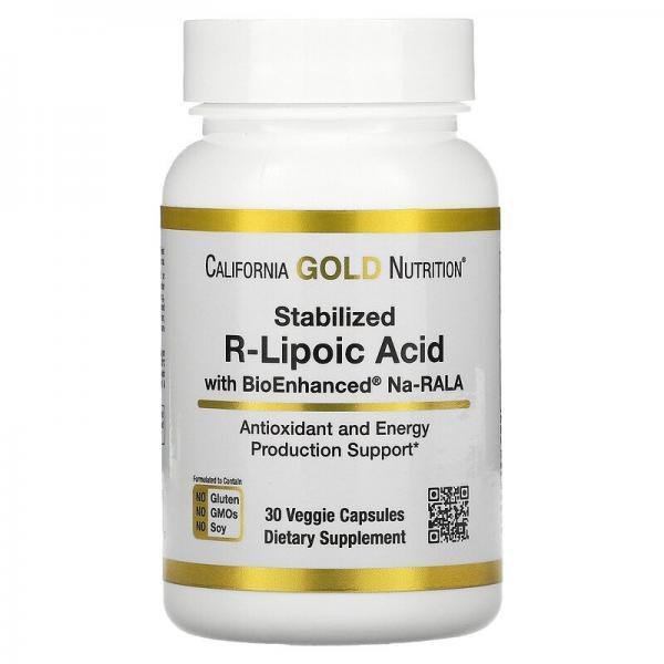 California Gold Nutrition Стабилизированная R-липоевая кислота, Stabilized R-Lipoic Acid, , 30 растительных капсул - зображення 1