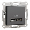 Schneider Electric Asfora USB 2.4А A+C Антрацит (EPH2700371) - зображення 1