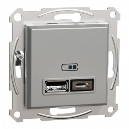 Schneider Electric Asfora USB 2.4А A+C Алюміній (EPH2700361)