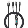 REMAX RC-C090 3 in 1 USB-A to Type-C/Lightning/Micro USB 100W Elastic Light 1.2m Black (RC-C090-BLCK) - зображення 1