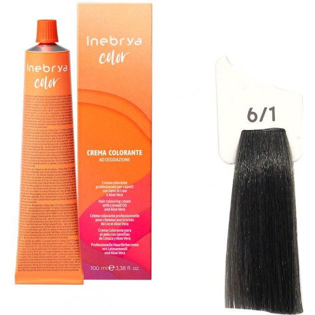 Inebrya Крем-фарба для волосся  Color 6/1 Dark Blonde Ash 100 мл (8033219162216) - зображення 1