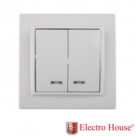 Electro House Выключатель 2-й с подсветкой Enzo белый EH-2104