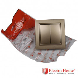 Electro House Выключатель двойной Enzo Золотой EH-2182-LG