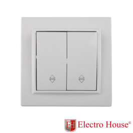 Electro House Выключатель двойной проходной Enzo белый EH-2107