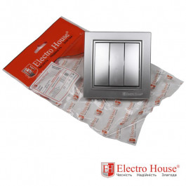 Electro House Выключатель тройной Enzo Серебро EH-2185-ST