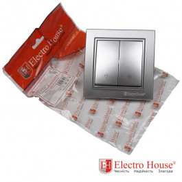 Electro House Выключатель двойной проходной Enzo Серебро EH-2187-ST