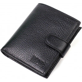 Bond Non Чорне компактне чоловіче портмоне з натуральної шкіри флотар з хлястиком на кнопці BOND (2422005)