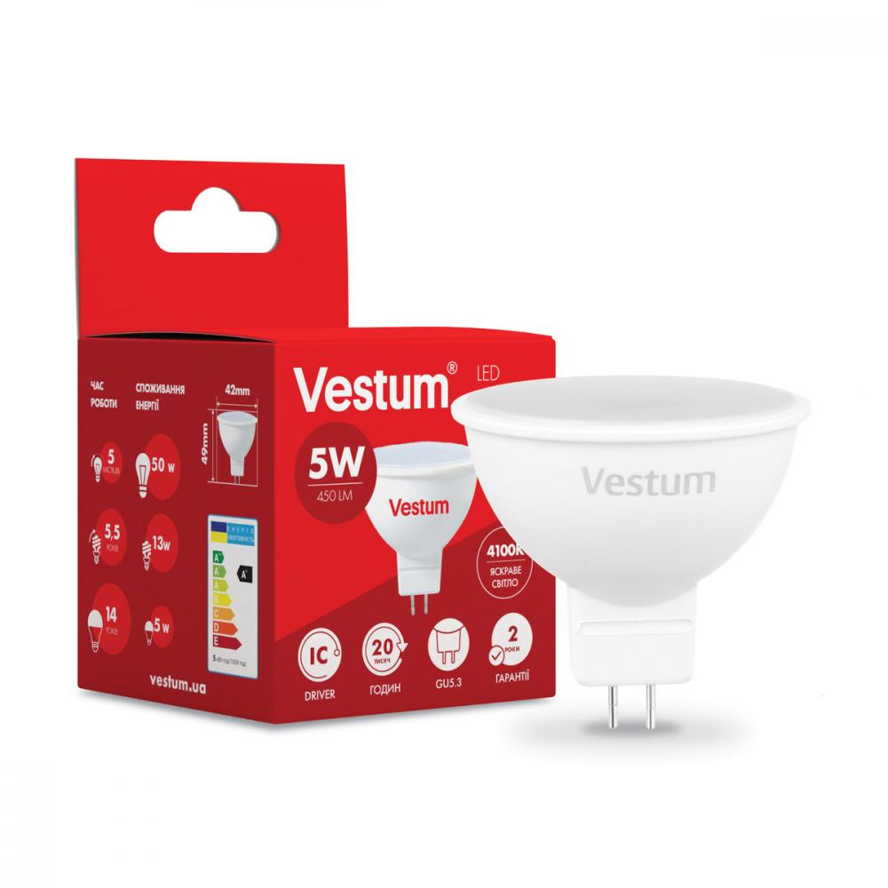 Vestum LED MR16 5W 4100K 220V GU5.3 (1-VS-1503) - зображення 1