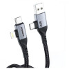 Foneng X92 4-in-1 USB Type-A/USB Type-C to USB Type-C/Lightning 60W 1m Black (X92-CA-FIO) - зображення 1