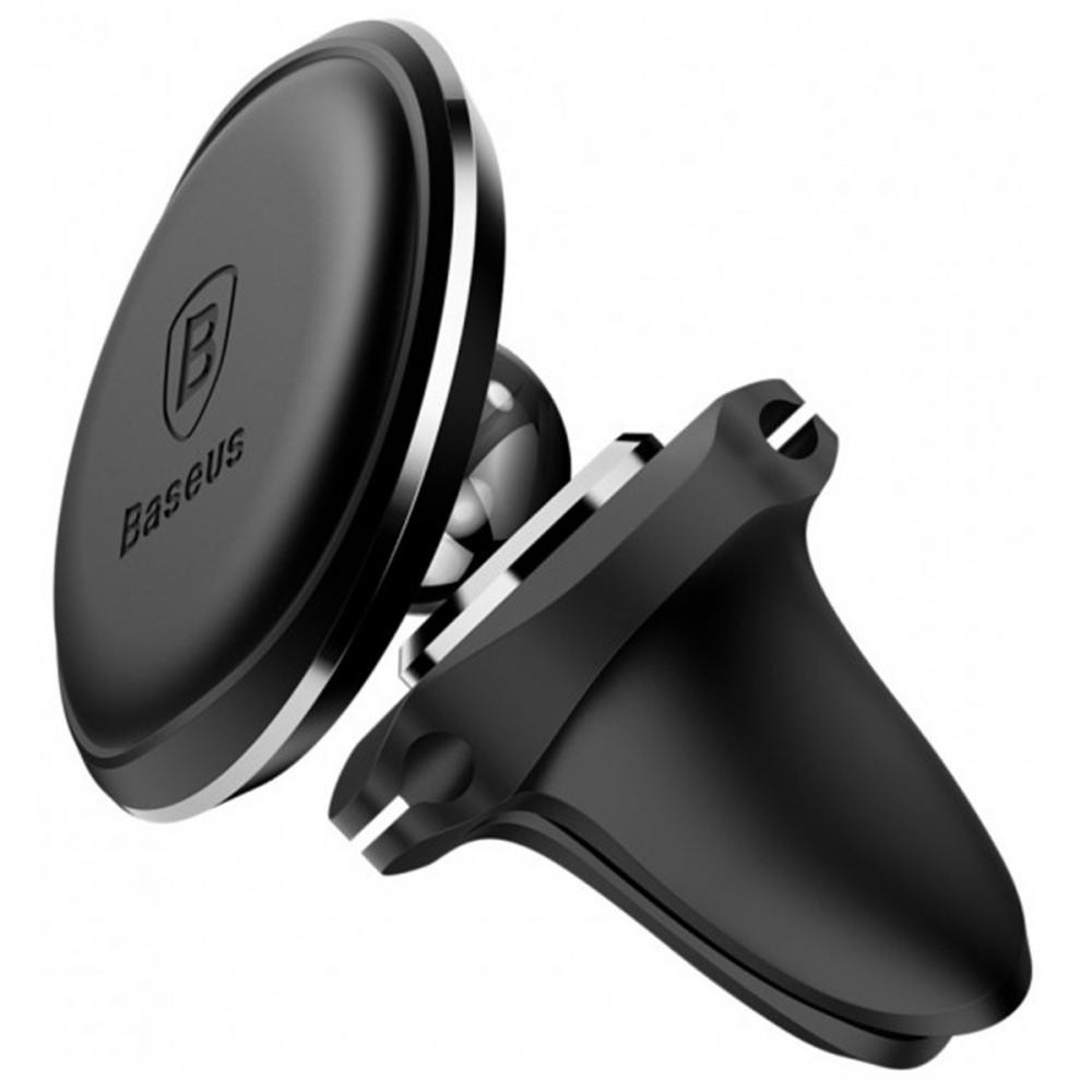 Baseus Magnetic Air Vent Car Mount With Cable Clip Black (SUGX020001) - зображення 1