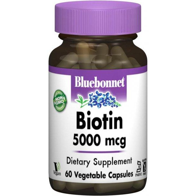 Bluebonnet Nutrition Біотин (B7) 5000 мкг 60 гелевих капсул (743715004474) - зображення 1