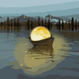 Ідейка Картина по номерам Лунная лодка с красками металик Идейка KHO5031 50х50 см