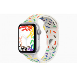 Apple Watch SE 2 GPS 44mm Silver Aluminum Case with Pride Edition Sport Band - M/L (MNLD3+MRTP3)