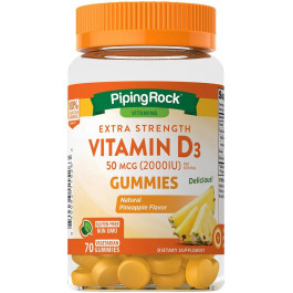Piping Rock Vitamin D3 2000 IU 70 Vegetarian Gummies (Natural Pineapple)
