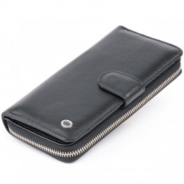 ST Leather Вертикальний місткий гаманець зі шкіри унісекс  19300 Чорний
