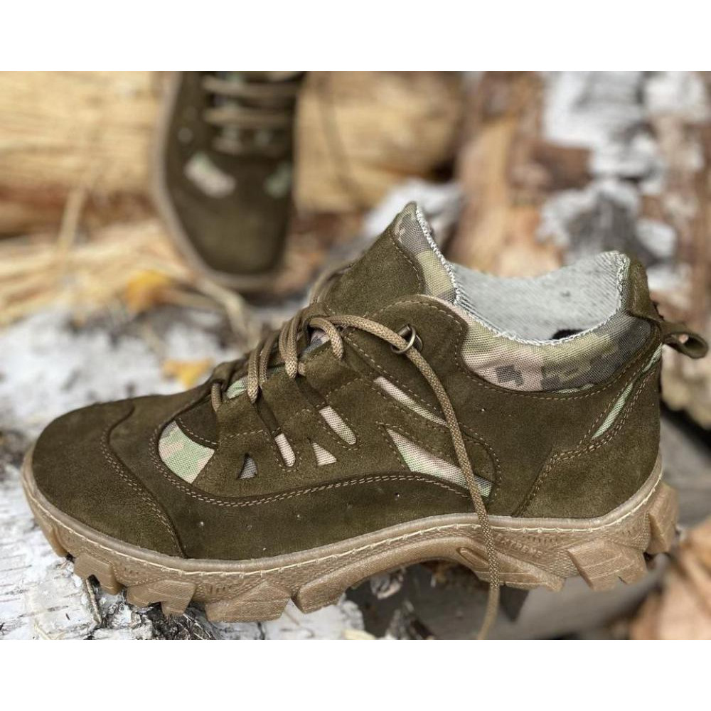Ukono Шкіряні кросівки з конопляною тканиною весна-літо  зелений, піксель 4915-49 (ukono15-49.15-4915-49) - зображення 1