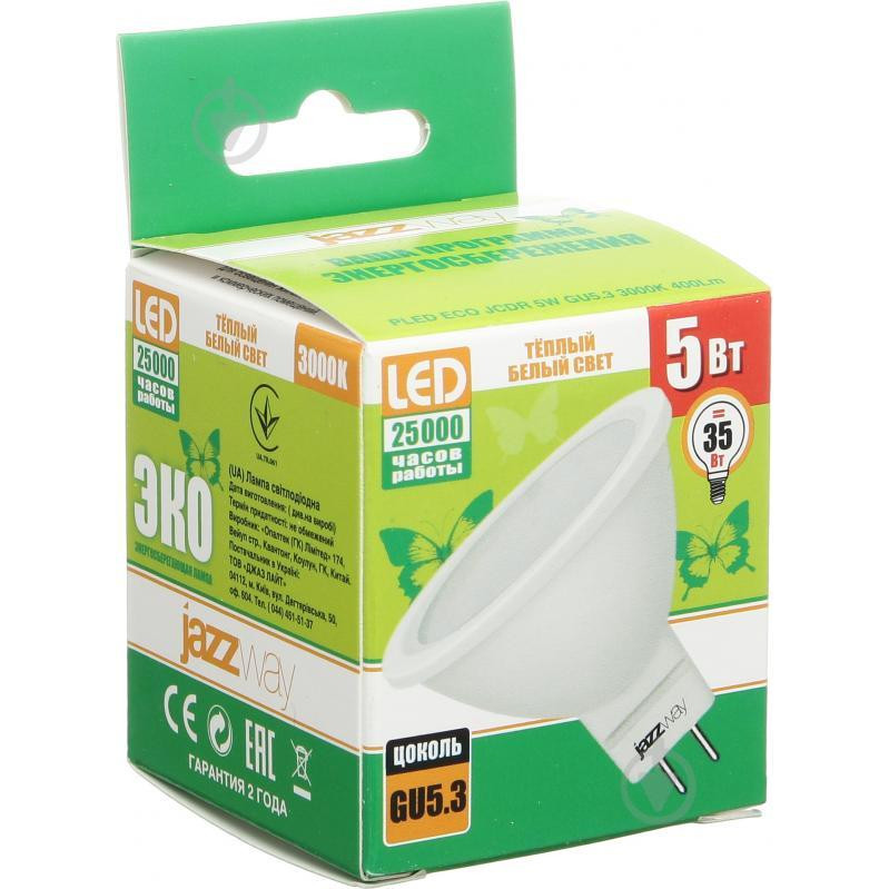 JazzWay LED Pled Eco 5W MR16 GU5.3 230V 3000K (1037077) - зображення 1