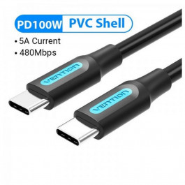Vention USB Type-C to USB Type-C TPE Round PD 100W 1m Black (COTBF)