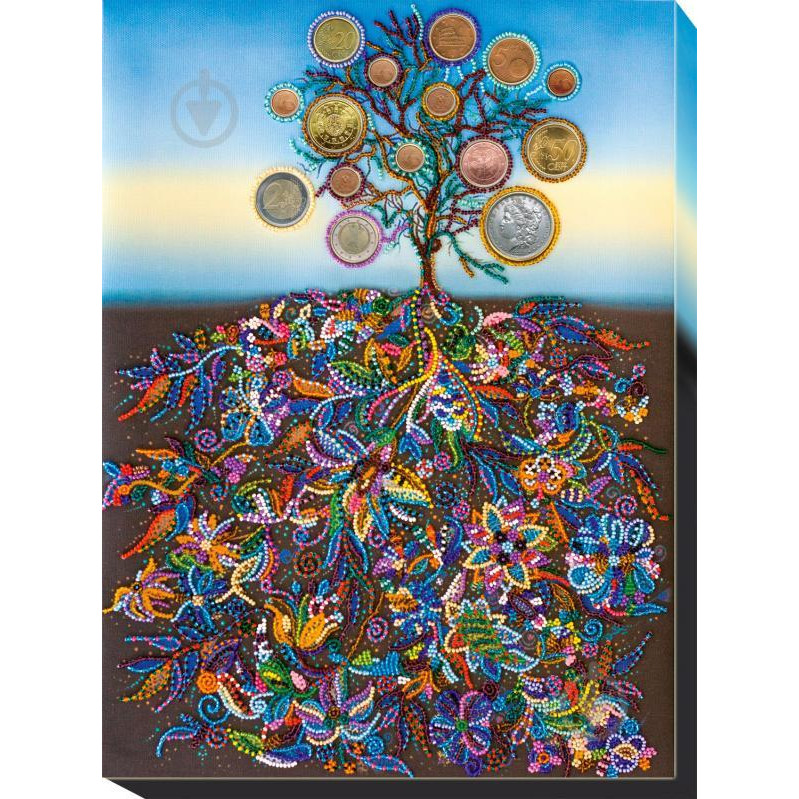 Абрис Арт Набор для вышивания бисером на натуральном художественном холсте Денежное дерево 310x420 мм (4823095 - зображення 1