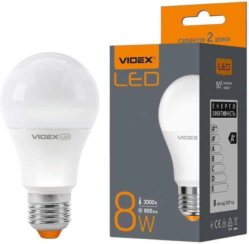 VIDEX LED A60e 8W E27 3000K 220V (VL-A60e-08273) - зображення 1