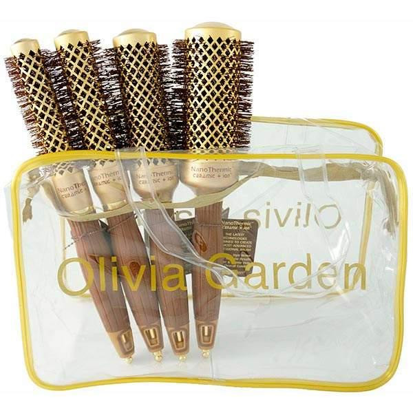 Olivia Garden Набір щіток Expert Blowout Shine Gold & Brown, включаючи 1хID2048, 1хID2049, 1хID2050, 1хID2051 - зображення 1