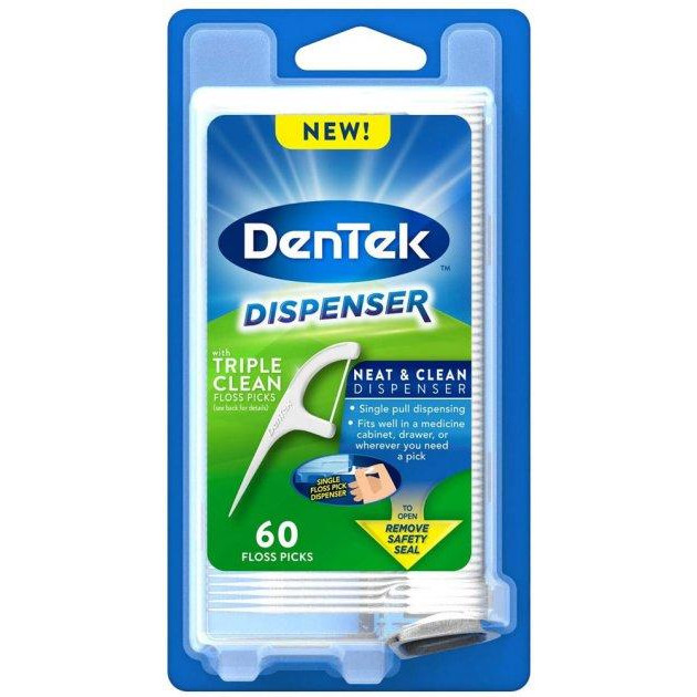 DenTek Флос-зубочистки  з диспенсером Потрійне очищення 60 шт. (047701000465) - зображення 1