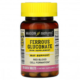 Mason Natural Глюконат заліза, 240 мг, Ferrous Gluconate, 100 таблеток (MAV13751)
