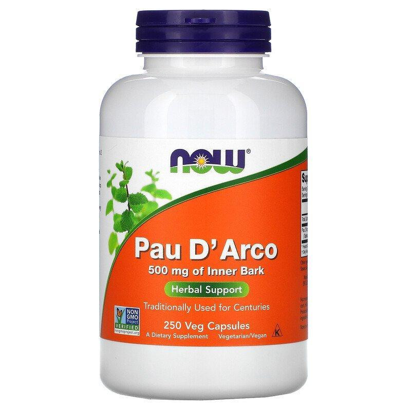Now По д'арко, Pau D' Arco, , 500 мг, 250 капсул, (NOW-04726) - зображення 1