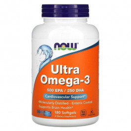 Now Супер омега 3, Omega-3, , 500 EPA/250 DHA, 180 капсул, (NOW-01662)