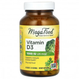 MegaFood Витамин D3 1000 IU, Vitamin D3, MegaFood, 60 таблеток