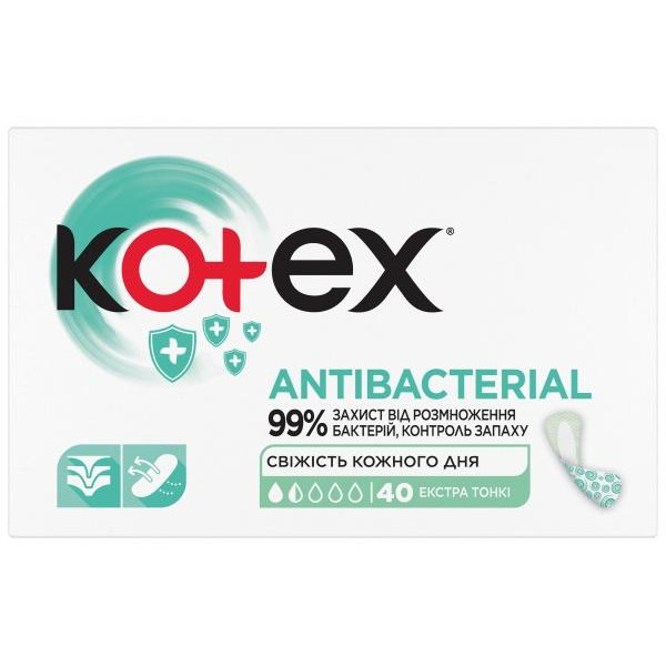 Kotex Щоденні гігієнічні прокладки  Antibac Extra Thin 40 шт (5029053549149) - зображення 1
