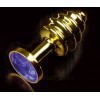 Пикантные Штучки Анальная пробка DPSG605BLUE золотистая с синим 7,5 см - зображення 1