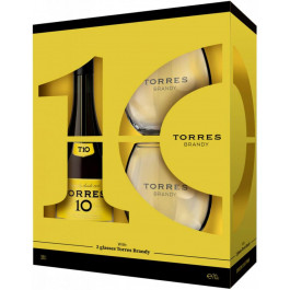 Torres Бренді  10 років Reserva Imperial, 38%, 0,7 л + 2 склянки (4823093700048)