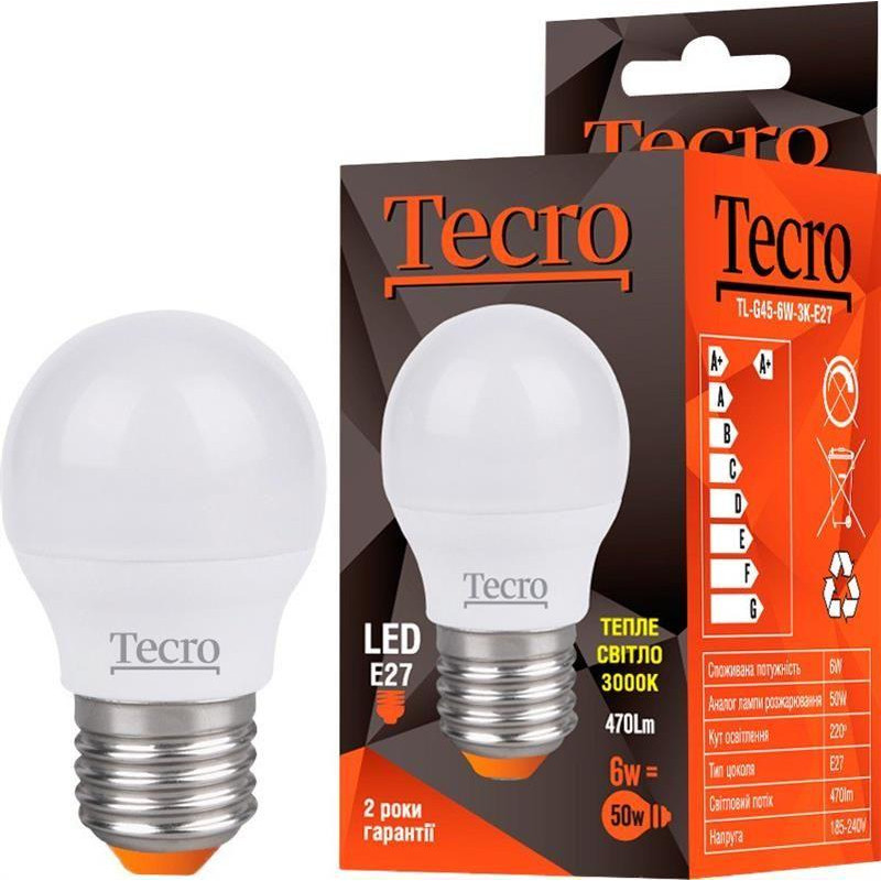 Tecro LED G45 6W 3000K E27 (TL-G45-6W-3K-E27) - зображення 1
