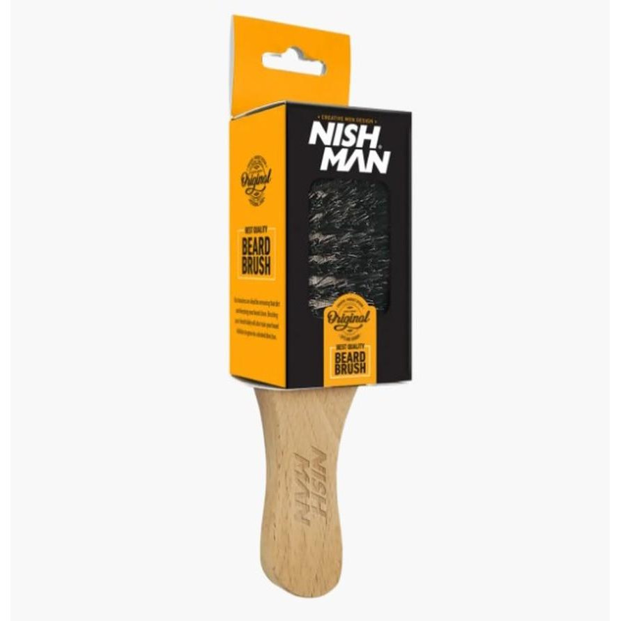 Nishman Щітка для бороди  Premium Beard Brush, світло-коричнева - зображення 1
