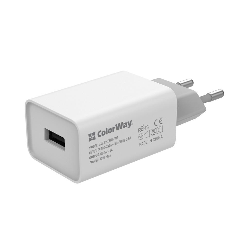 ColorWay 1 USB AUTO ID 2A (10W) White (CW-CHS012-WT) - зображення 1
