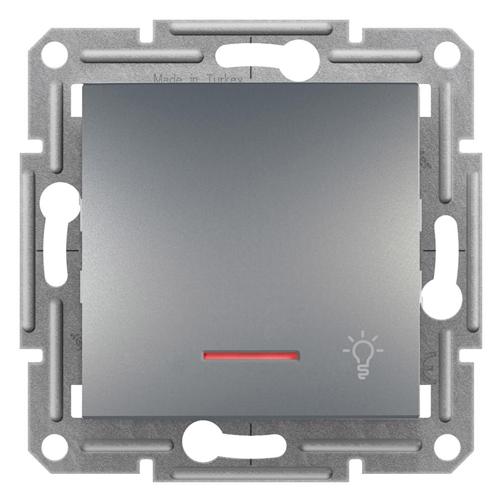 Schneider Electric Кнопка свет с подсветкой сталь EPH1800162 Asfora - зображення 1