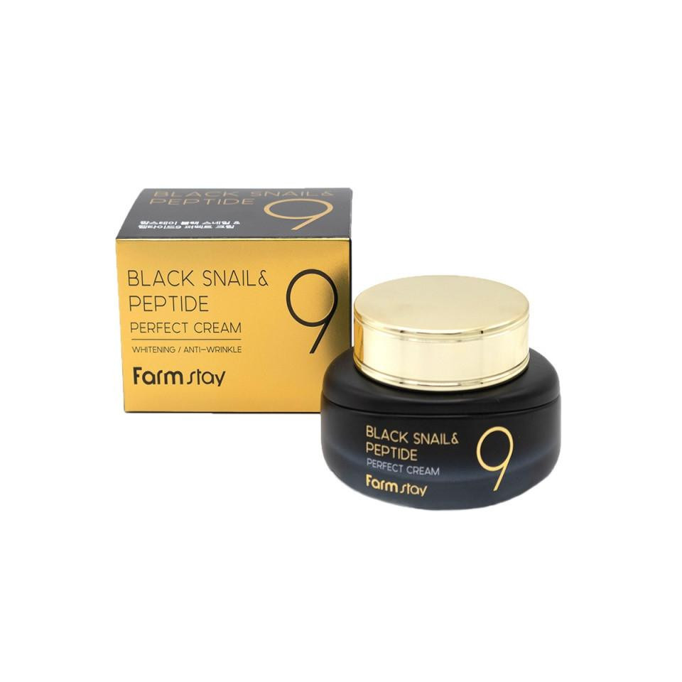 FarmStay Омолоджуючий крем з муцином чорного равлика та пептидами  Black Snail & Peptide 9 Perfect Cream 55 m - зображення 1