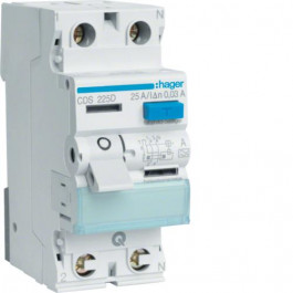 Hager УЗО 25A 30mA 10kA типA 2 полюса QuickConnect CDS225D