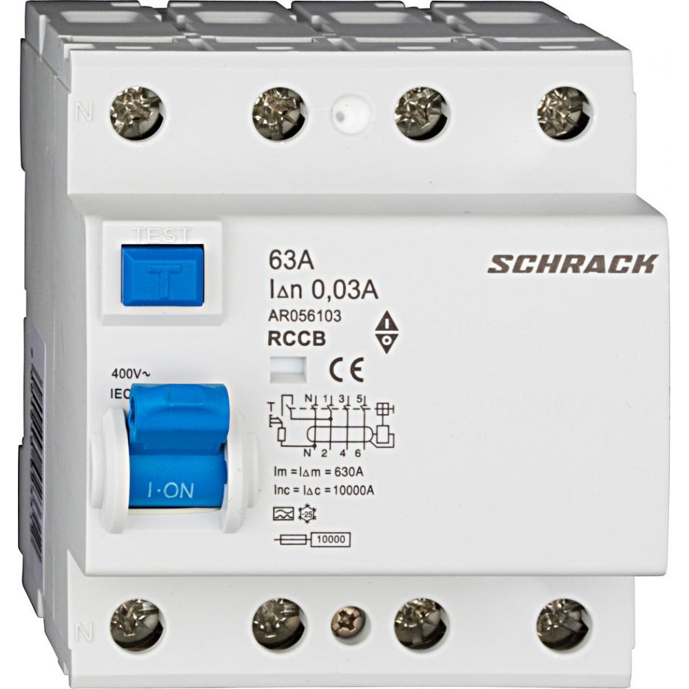 Schrack Technik УЗО AR056103 10кА 63А 30мА 4P тип A (AR056103--) - зображення 1