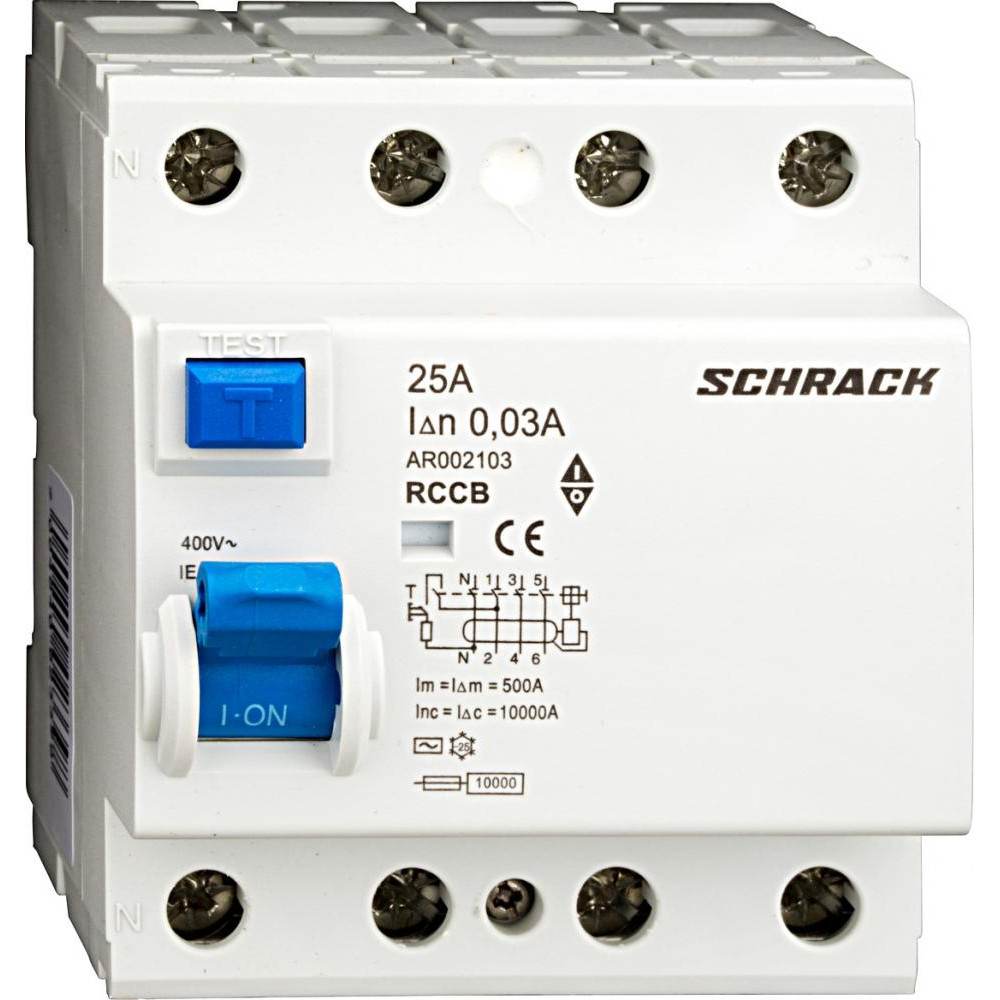 Schrack Technik УЗО AR002103 10кА 25А 30мА 4P тип AC (AR002103--) - зображення 1