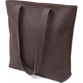 SHVIGEL Шкіряна коричнева жіноча сумка-шоппер великого розміру  (16363)