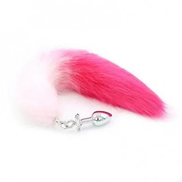 DS Fetish Анальна пробка з хвостом лисиці  Anal Plug Faux Fur Fox Tail знімна, рожева (2000000033280)