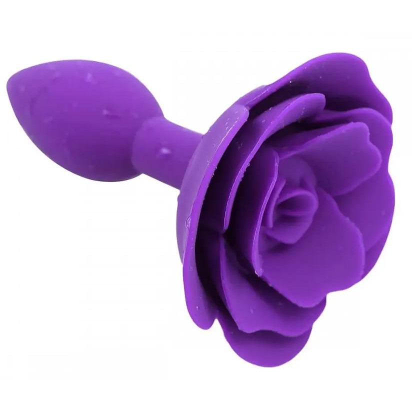 Loveshop Анальна пробка з трояндою  Silicone Anal Plug, фіолетова (2000460094715) - зображення 1