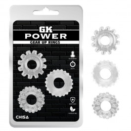 Chisa Novelties Набор из 3 эрекционных колец GK Power Gear Up Rings, прозрачный (759746957108)