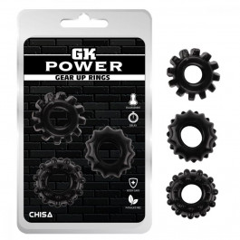 Chisa Novelties Набор из 3 эрекционных колец GK Power Gear Up Rings, черный (759746957122)
