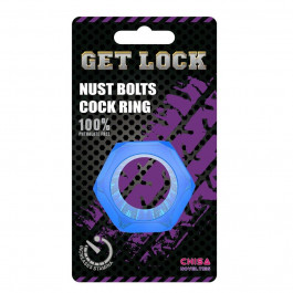 Chisa Novelties Get Lock Nust Bolts Cock Ring, синее (759746940841)