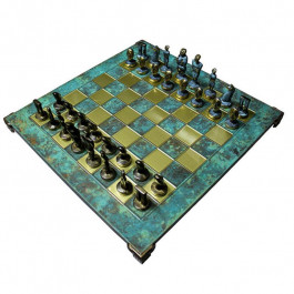 Manopoulos Шахматы Кикладское искусство, латунь, бирюзовые, 44 х 44 см (S23BTIR)